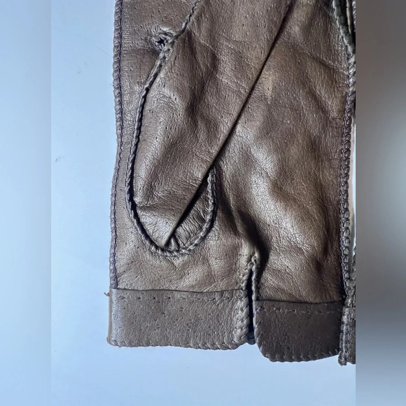 Genuine Leather Brown Winter Gloves - Picture 2 of 8